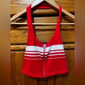Zip up halter top.